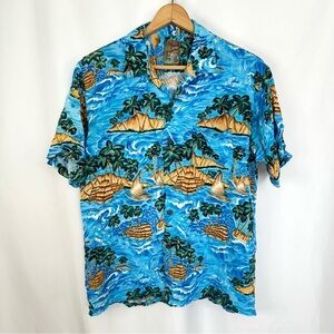 Pineapple Connection Hawaiian Polo Shirt‎ Mens Large Tropical Coastal Summer